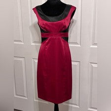 London Times | Vestido de oficina de noche para mujer negro rojo sin mangas hasta la rodilla 4