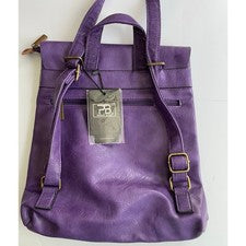 NUEVO CON ETIQUETAS Paolo Moda Púrpura Cuero PU Cremallera Convertible Mochila Bolso de Hombro Cartera
