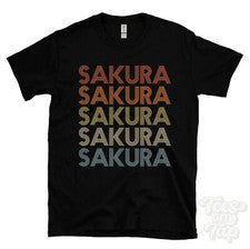 CAMISETA SAKURA ESTILO RETRO REPETIDO Hombre y Mujer Novedad Genial Nombre Regalo