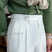 Pantalones rectos estilo británico vintage de negocios de cintura alta Gurkha para hombre