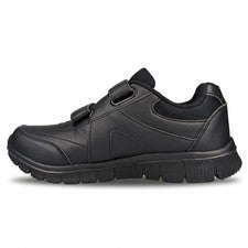 Zapatillas de deporte de cuero sintético con gancho y bucle para hombre negras