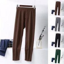 Cálidos Leggings Para Hombre Pantalones Térmicos Forrados de Vellón Largo Completo Estilo Recto