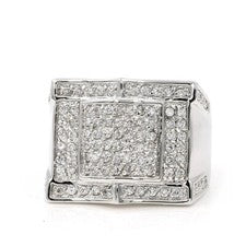 Anillo Pinky Acero Inoxidable 316 Pavé Para Hombre Forma Cuadrada Circonita