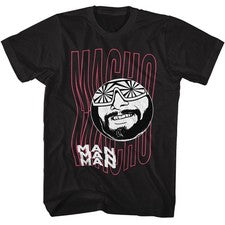 Macho Man - de Moda Texto - Americano Classics - Negro Adulto Manga Corta T-Sh