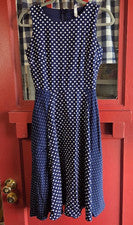 Vestido sin mangas a lunares blanco azul marino de la colección NY para mujer talla S nuevo con etiquetas