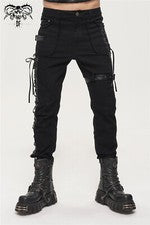 Pantalones largos ajustados rectos de uso diario punk gótico negro de moda Diavil para hombre