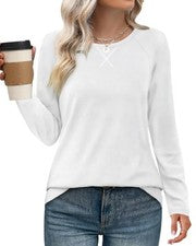 XIEERDUO Mujeres Manga Larga Camisetas Fluidas Invierno Blanco Camisas Suave Talla Pequeña
