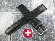 Correa de cuero negra correa de reloj de nailon 20 mm 19 mm 18 mm V Wenger Swiss Army V
