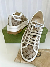 GUCCI SNEAKER TENNIS TRECK ORIGINAL NUEVO zapatos hombre talla UK 12 + beige / ébano