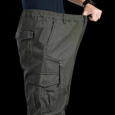 Pantalones de Carga Tácticos para Hombres Cintura Elástica Multi Bolsillo Trabajo Entrenamiento Pantalones