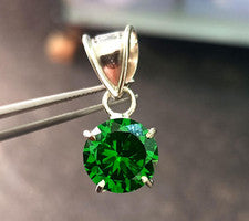 Colgante de plata 925 con esmeralda verde natural de 36 quilates certificado GIE piedra preciosa de corte redondo