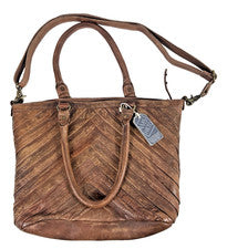 Amsterdam Heritage Bandolera Grande Tejido a Mano Marrón Bolso de Hombro Envejecido