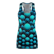 Vestido para mujer espalda deportiva estampado por todas partes lunares psicodélicos colorido divertido retro