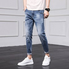 Primavera/Otoño Para hombres Personalidad Moda Informal Ajustado Pantalones de mezclilla y pantalones ajustados