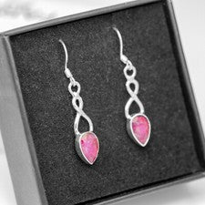 Pendientes colgantes infinitos de plata de ley 925 con piedras preciosas de rubí rojo joyería