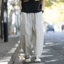 Pantalones de algodón y lino para hombre Nuevos pantalones informales estilo chino grandes pantalones sueltos