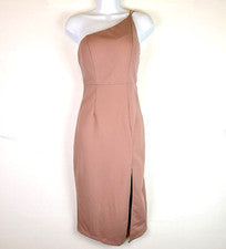 Vestido midi Hello Molly para mujer con abertura en un hombro talla pequeña rosa noche fiesta
