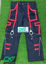 Moda Hombres Gótico Negro Algodón Rojo Correas Puño Oscuro Gótico Suelto Pantalones