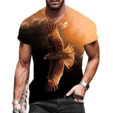 Camiseta Hombres Moda Águila Dorada Americana Manga Corta Informal Novedad Top