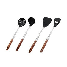 Espátula de silicona Skimmer Skimmer Set con mango de madera para utensilios de cocina antiadherentes