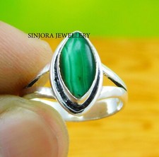 Anillo de regalo hecho a mano de plata de ley 925 con piedras preciosas de malaquita talla 5 a 13 de EE. UU.