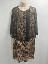 Vestido para mujer Textport manga larga cuello redondo dorado/negro color línea A talla 48
