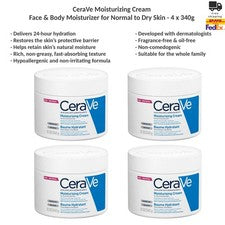 CeraVe Crema Hidratante Cuidado Facial y Corporal Piel Seca 4x340g