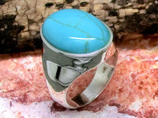 Anillo de sello macizo con turquesa 925 anillo de plata de ley para hombre