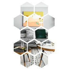 Pegatinas de pared espejos acrílicos hexagonales BESPORTBLE 12 piezas decoración del hogar sala de estar