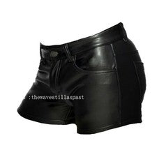 Pantalones Cortos de Cuero para Hombre Verano Nuevos Color Sólido Informales Talla Grande Moda