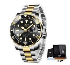 Montre pour Homme à quartz, avec date - Couleur Bicolore Noire/Or
