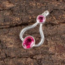 Colgante de joyería de plata de ley 925 hecha a mano con piedras preciosas de turmalina rosa regalo para mujer