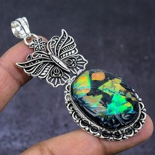 Colgante de joyería de plata de acero 925 con piedras preciosas de ópalo etíope 3,15" regalo X-Mas k084