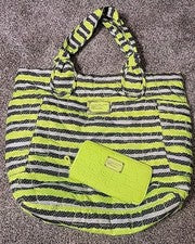 MUJER MARC JACOBS AMARILLO NEÓN LG ACOLCHADO BOLSO MONEDERO ITALIA Y CARTERA CARTA