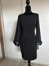 Vestido Adrianne Papell Mujer’s 6 Cambios Transparente Mangas Anchas Formal Boda Evento