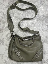 NUEVO SIN ETIQUETAS Steve Madden Mujer Bandolera Bolso de Mano Verde Oliva Ancho Logo Correa Cadena
