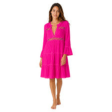 Vestido para mujer rosa con ribete de encaje ligero verano moda playa vestido Lascana