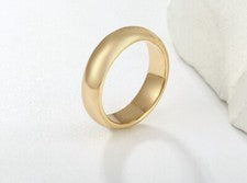 Anillo unisex de alianza de boda de 5 mm enchapado en oro 18k de 18 quilates talla UK = talla J para hombre y mujer "