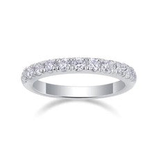 Alianza de media eternidad de moissanita color D real VVS1 anillo de boda de plata de ley 925