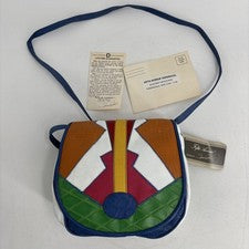 Bolso Bandolera Vintage Estilo Quinta Avenida 7003 Cuero Retazos Nuevo con Etiquetas