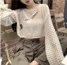 Prendas de punto para mujeres Moda Tendencias Lo último Niñas Halter Prendas para el torso Hueco Manga Larga Prendas par