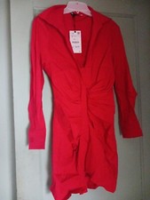 Sexy Vestido Rojo San Valentín Diseñador Zara Manga Larga Nuevo con Etiquetas Pequeño