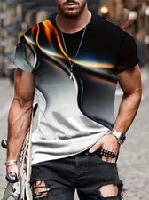 Camiseta Novedad Llama Luz Abstracta Informal Manga Corta Moda Para Hombre Camiseta Sedosa
