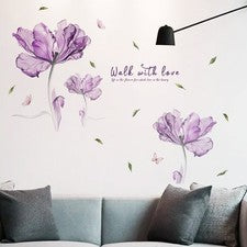 Pegatinas inglesas para decoración de pared con hermosas flores moradas decoración del hogar