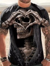 Camiseta Con Estampado 3d De Cráneo Para Hombre Camisa Corta Moda Hip-hop Lujo