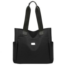 Bolso de Hombro de Nylon URAQT, Moda Mujer Bolso de Mano, 34 x 31 x 15 cm, Negro
