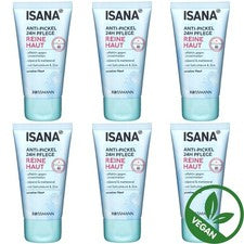 6 x 50 ml | Isana Piel Pura Anti-Pickel 24h Hidratante Vegano
