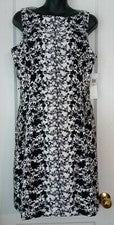 Vestido para mujer LONDON TIMES blanco y negro floral talla 12 pequeño nuevo con etiquetas