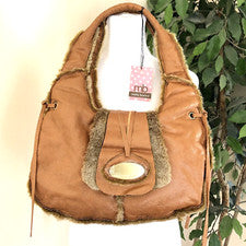 Bolso Cartera Melie Bianco Boho Western Media Luna Marrón Cuero Vegano Imitación Piel Nuevo con Etiquetas