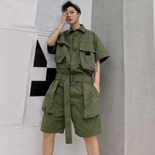 Monos de moda góticos japoneses para hombre mamelucos pantalones cortos sueltos de una pieza